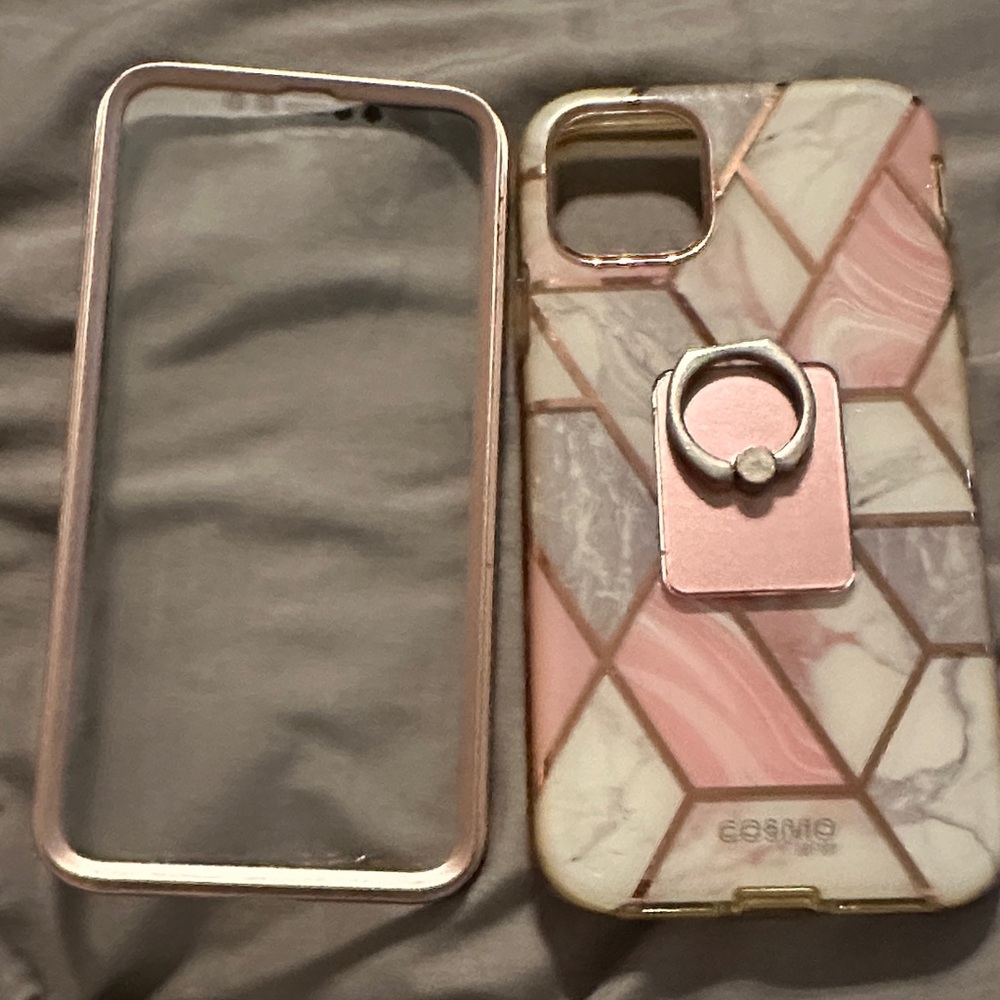 Pink Marble Phone Case with Ring Holder